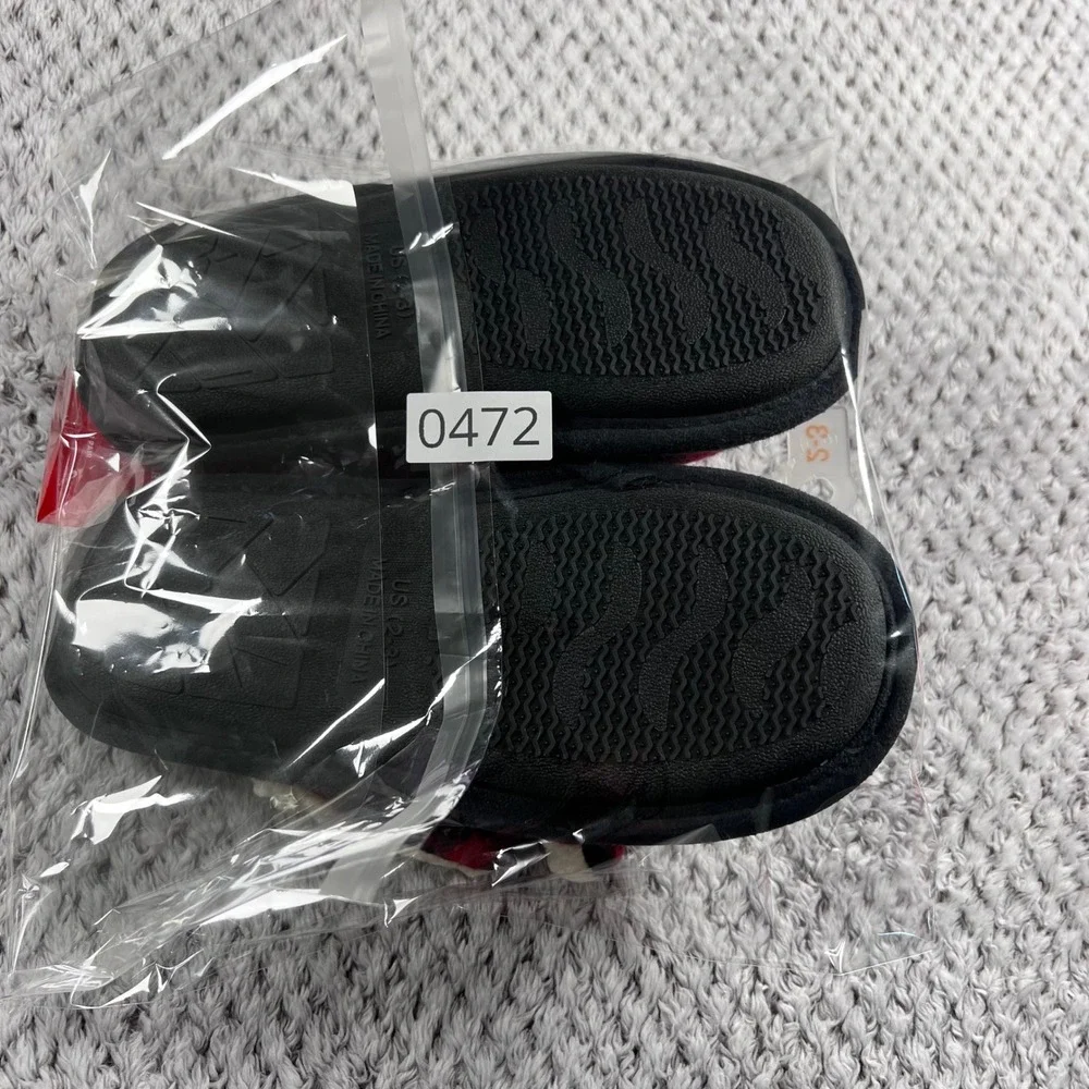 WonderShop Target Kids Lil Bear Buffalo Plaid Sherpa Lined Slippers Size 2-3 NWT